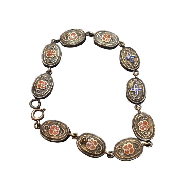 Vintage Tested Sterling Enamel Bracelet (A9255) - Picture 3 of 5